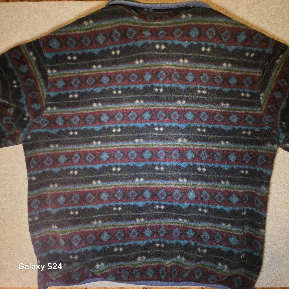 VintageWomens L.L. Bean Geometric Aztec Multicolor‎ Full-zip Fleece Jacket Sz XL